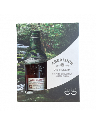COFFRET WHISKY ABERLOUR 12 ANS NON CHILL FILTERED 70CL 48% 2 VERRES