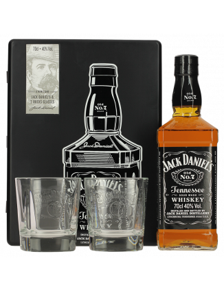 COFFRET WHISKY JACK DANIEL'S 70CL 40% + 2 VERRES