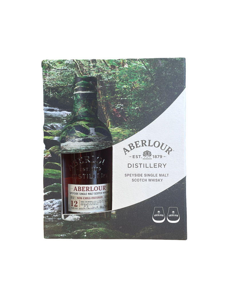 Whisky Aberlour 12 Ans Non Chill Filtered - Coffret 2 Verres - 48° 70 cl